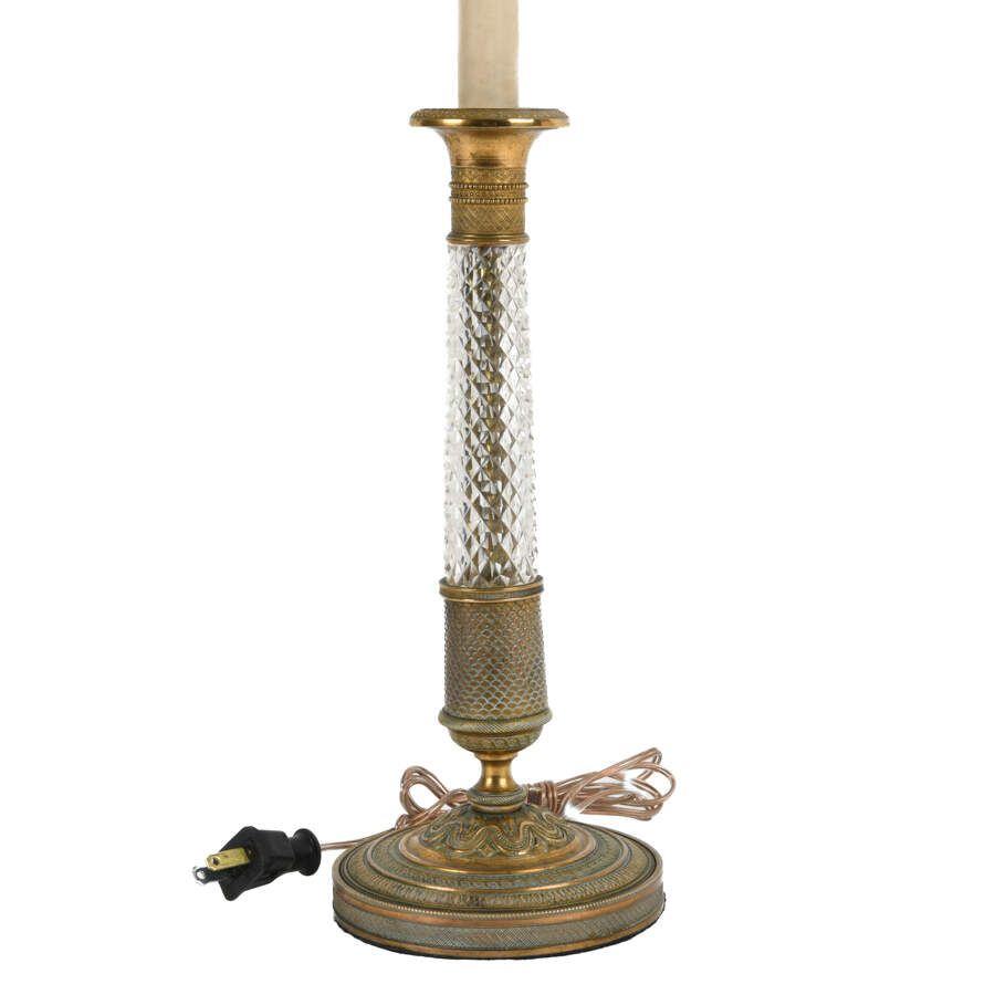 French Dore Bronze and Crystal Lamp-4