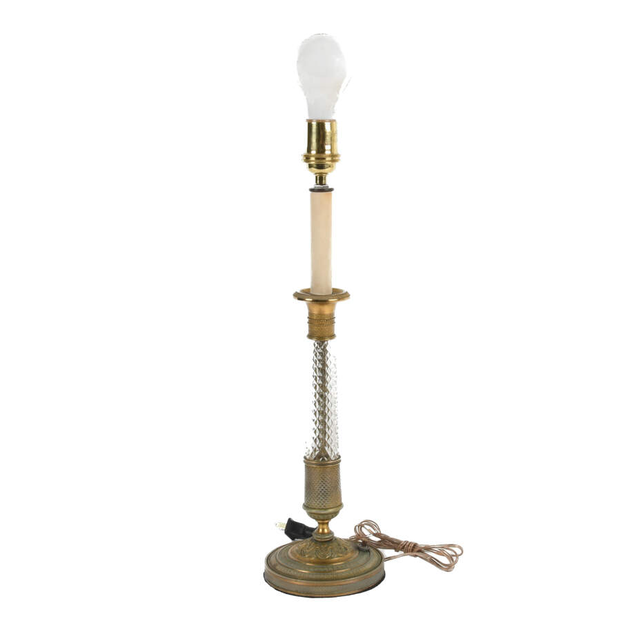 French Dore Bronze and Crystal Lamp-2
