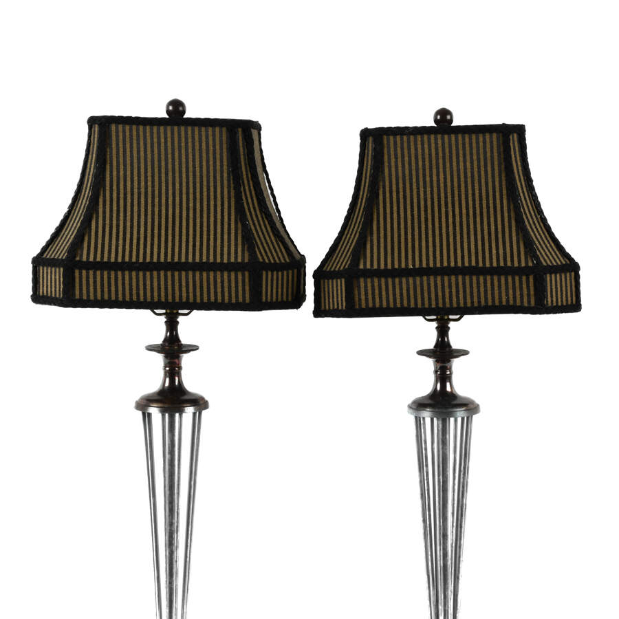 Pair of Decorative Open Cage Metal Table Lamps-3