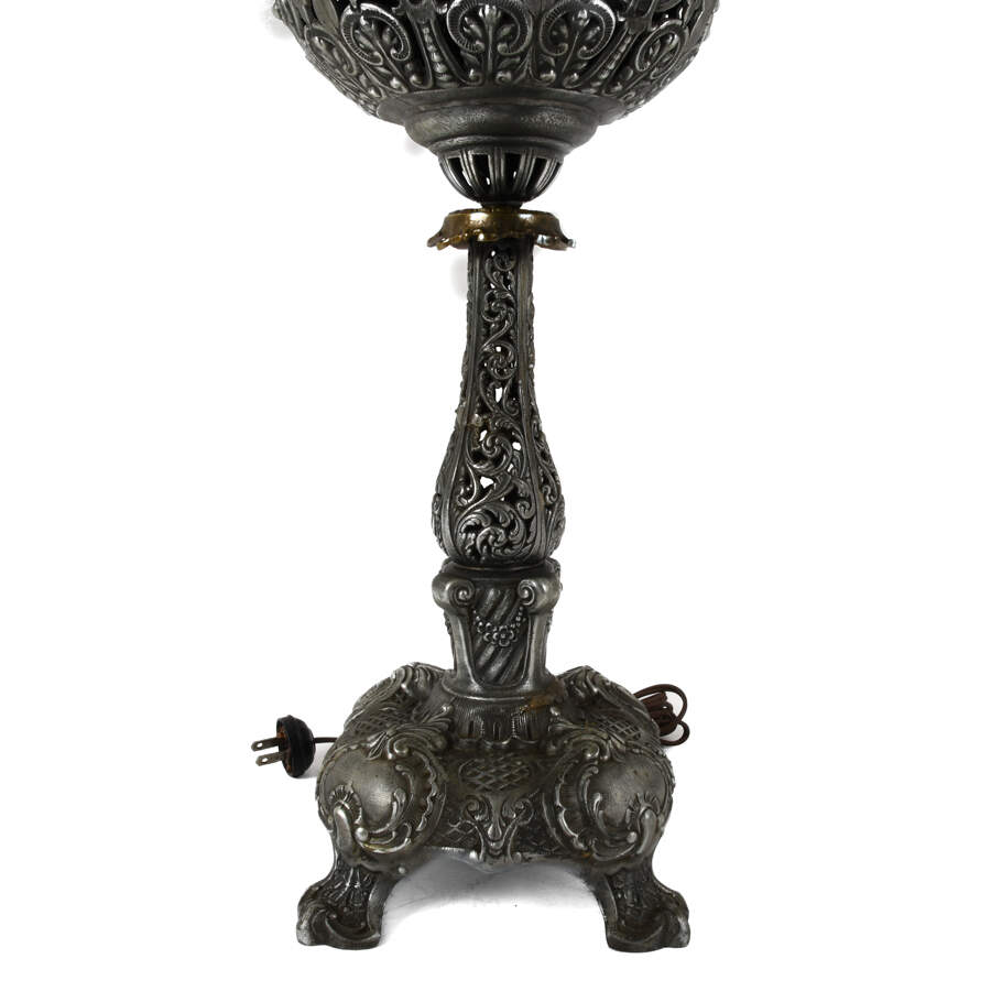 Antique Ornate Bradley & Hubbard Electrified Oil Lamp-5