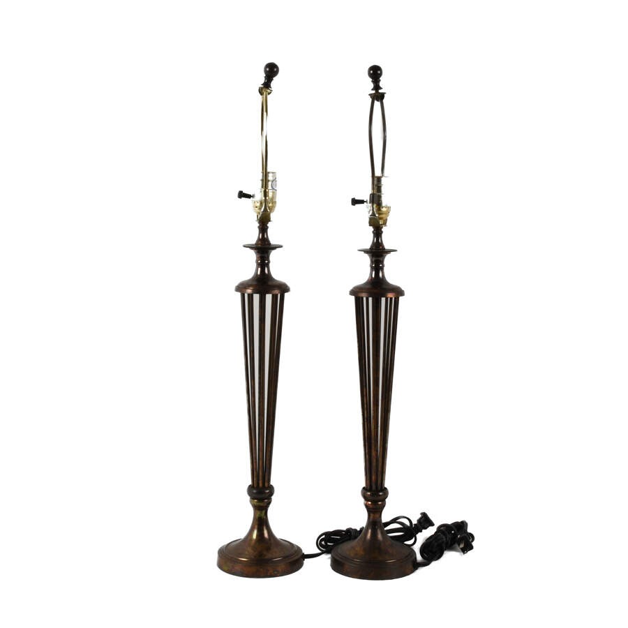 Pair of Decorative Open Cage Metal Table Lamps-2