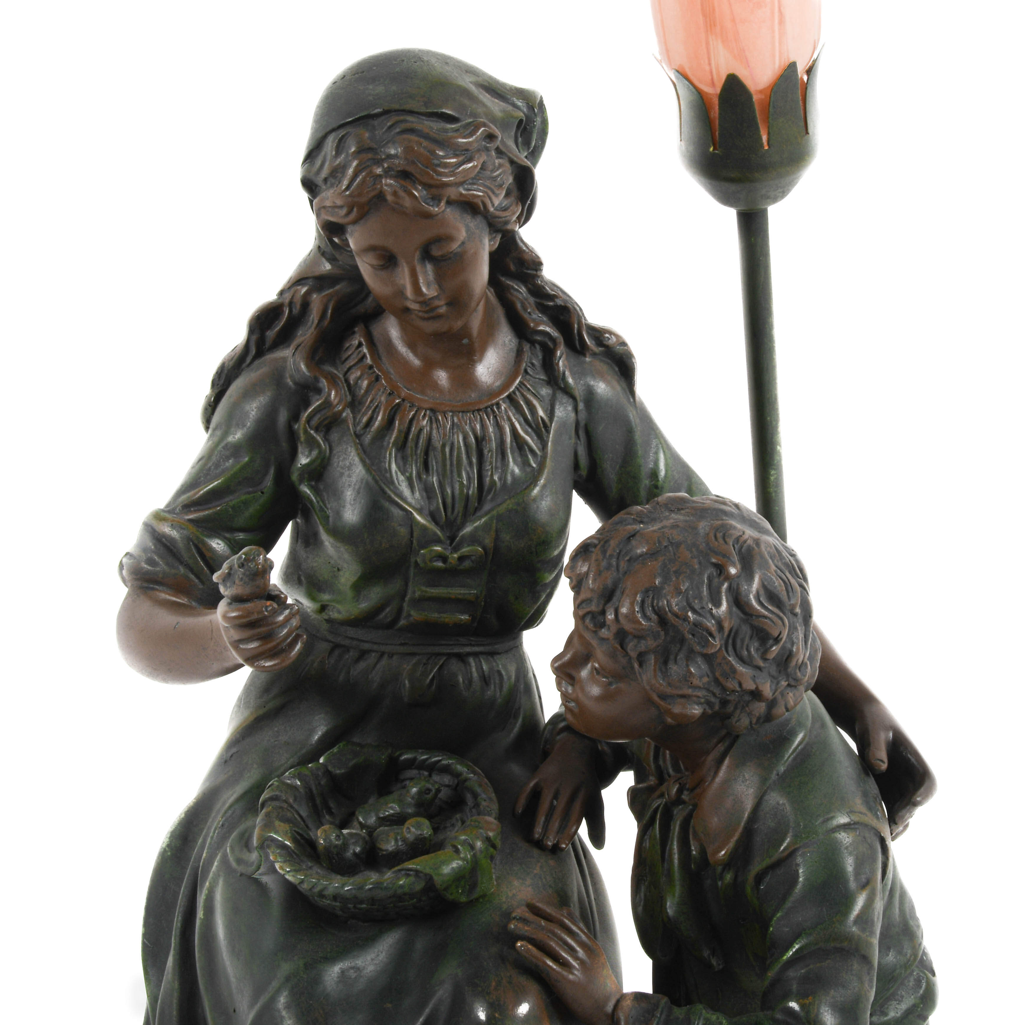 Art Nouveau-Style Resin Figural Lamp After Aguste Moreau-3