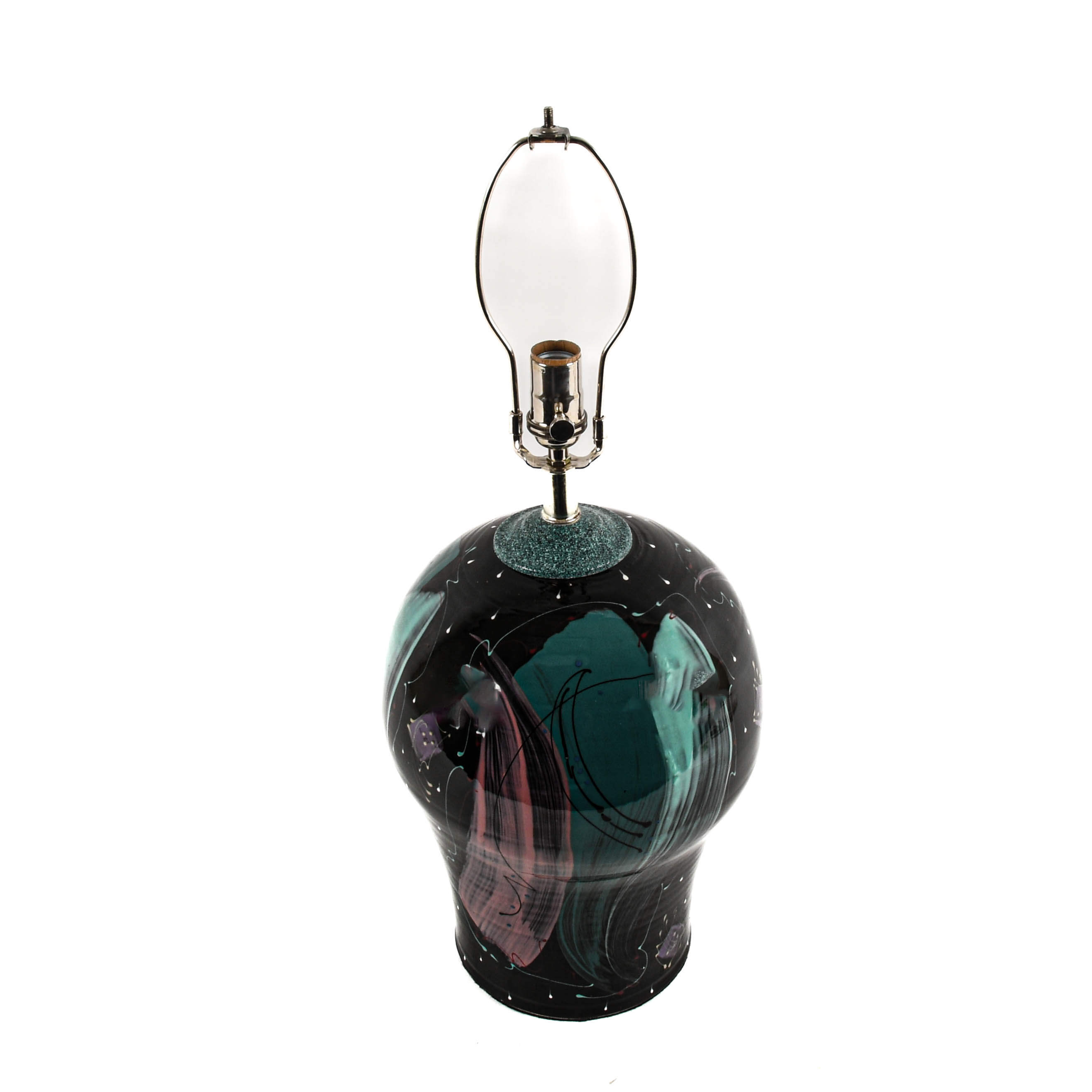 Signed Abstract Hand-Thrown Art Pottery Table Lamp-2