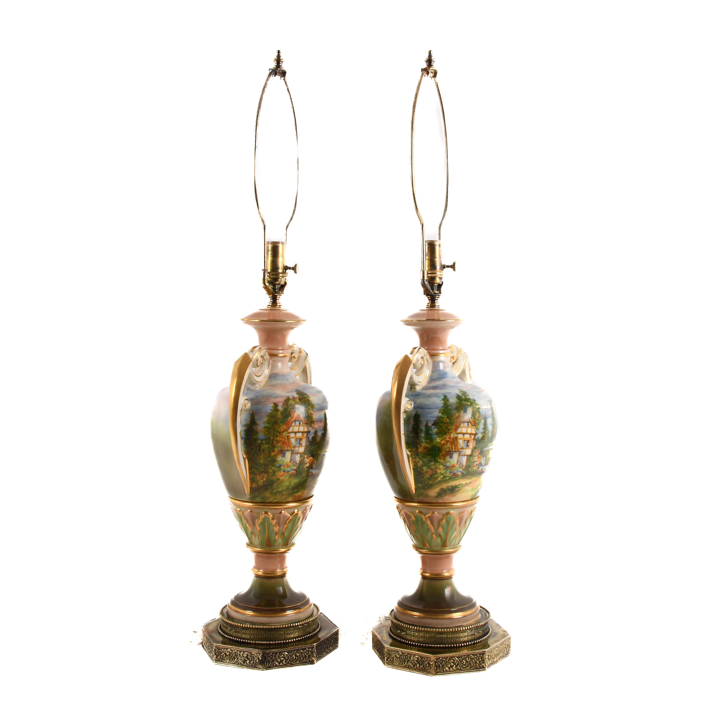 Pair of Hand-Painted Porcelain Table Lamps-6