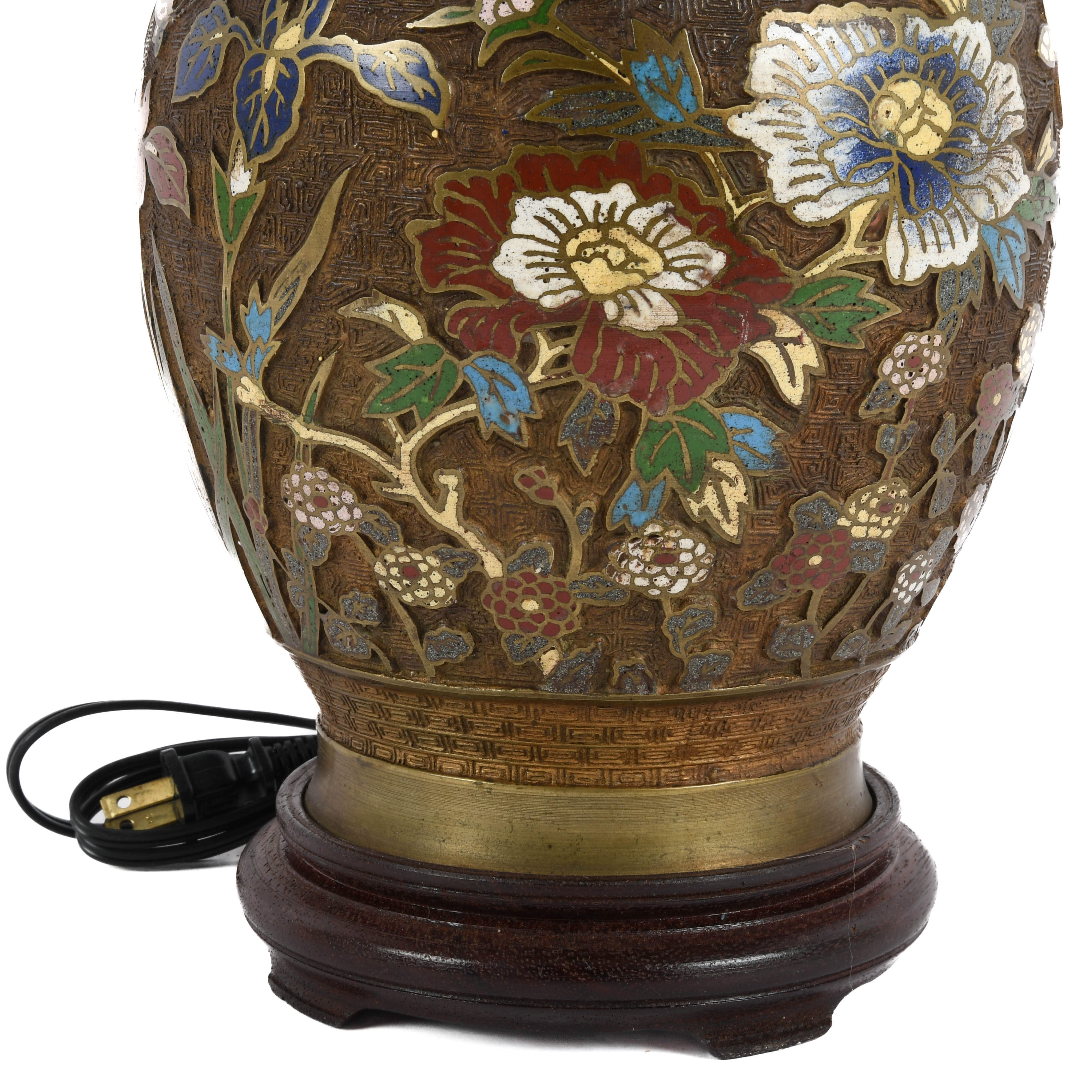 Japanese Champlevé Table Lamp-6