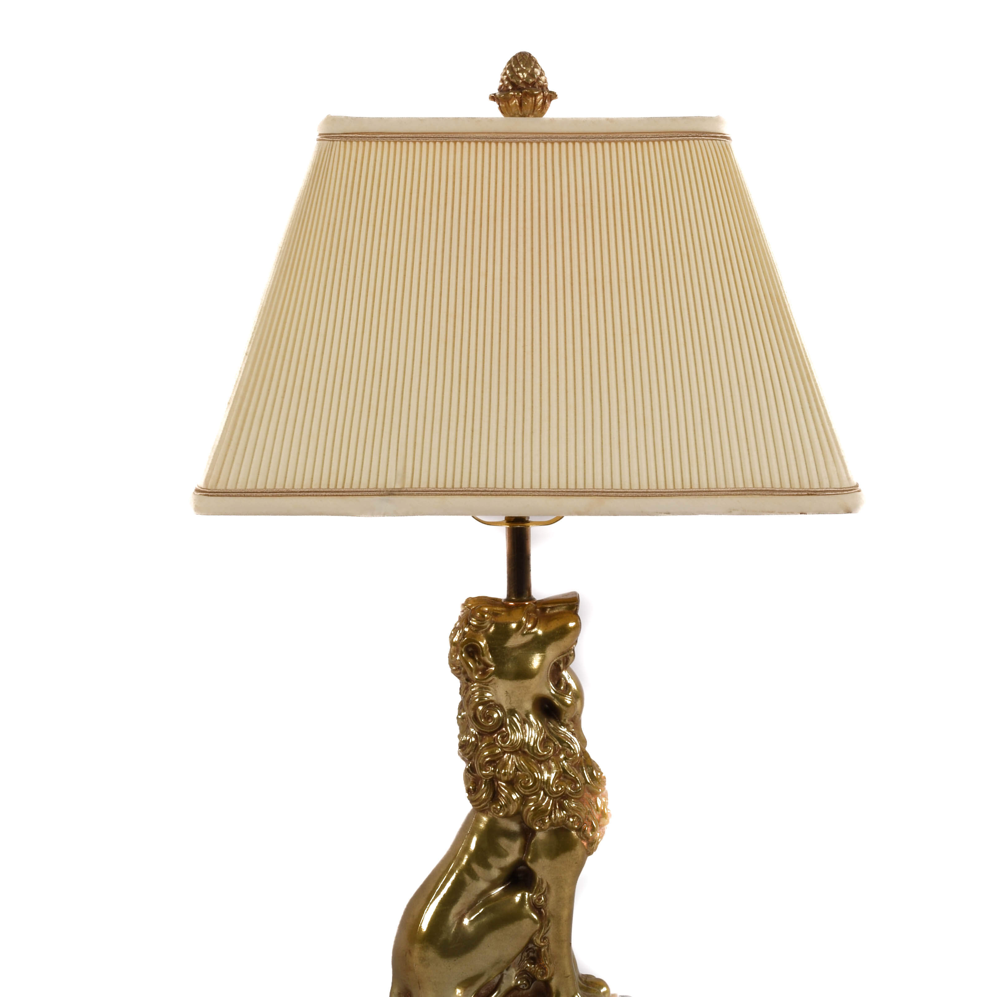 Hollywood Regency Brass Lion Figural Table Lamp-3