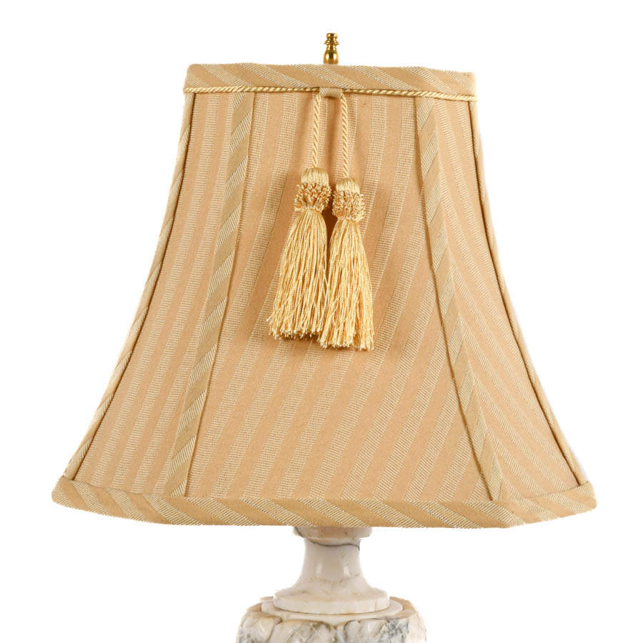 Alabaster Marble Table Lamp with Tassel Shade-4