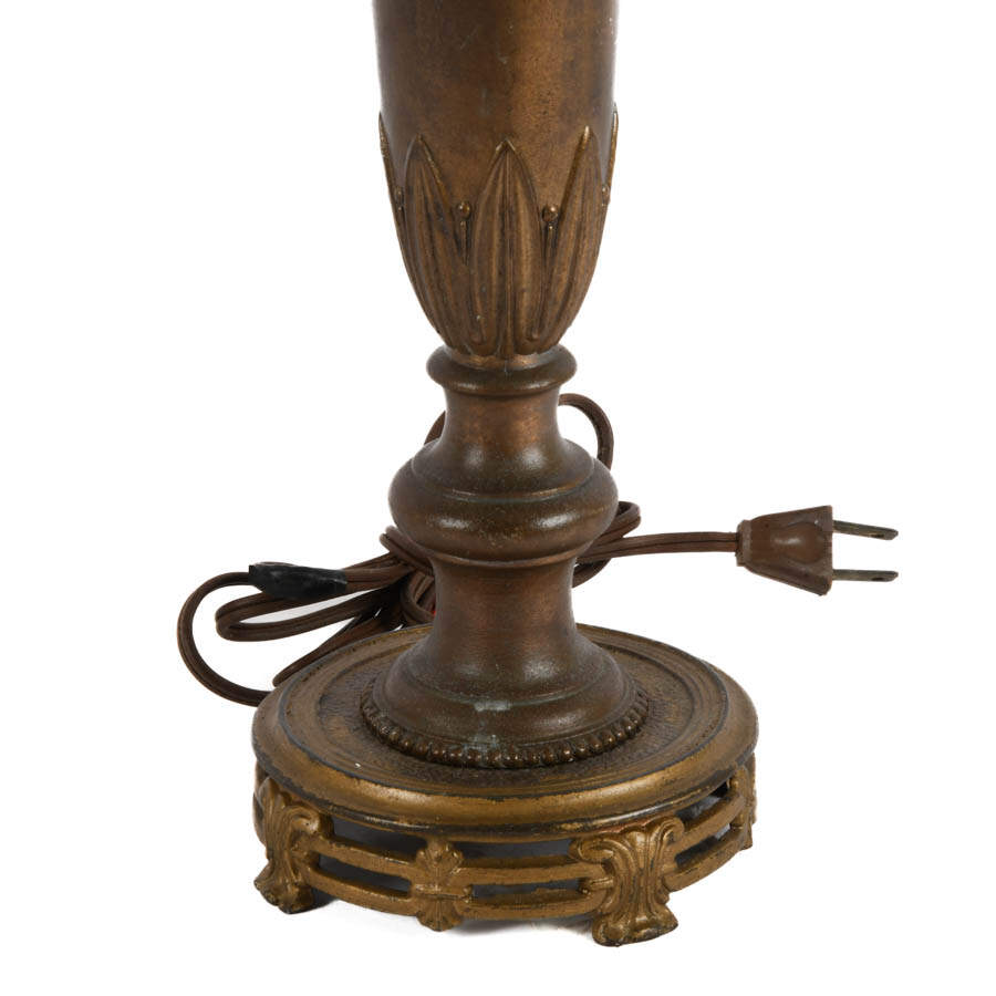 Brass Footed Table Lamp with Leaf Motif-4