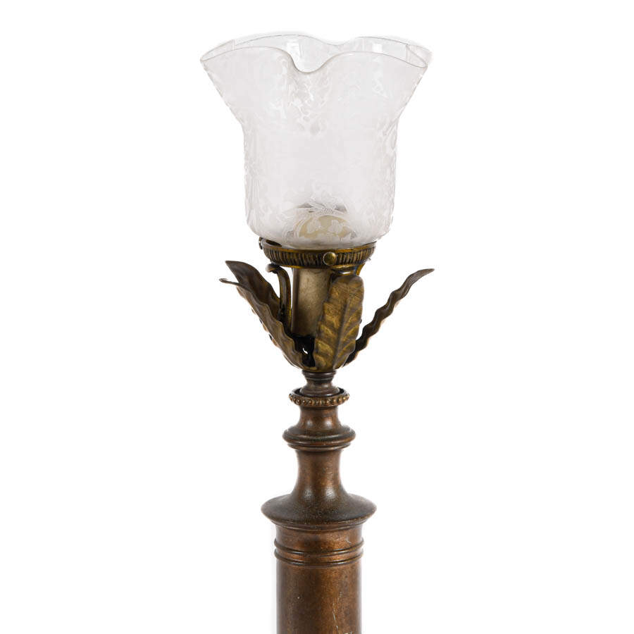 Brass Footed Table Lamp with Leaf Motif-2