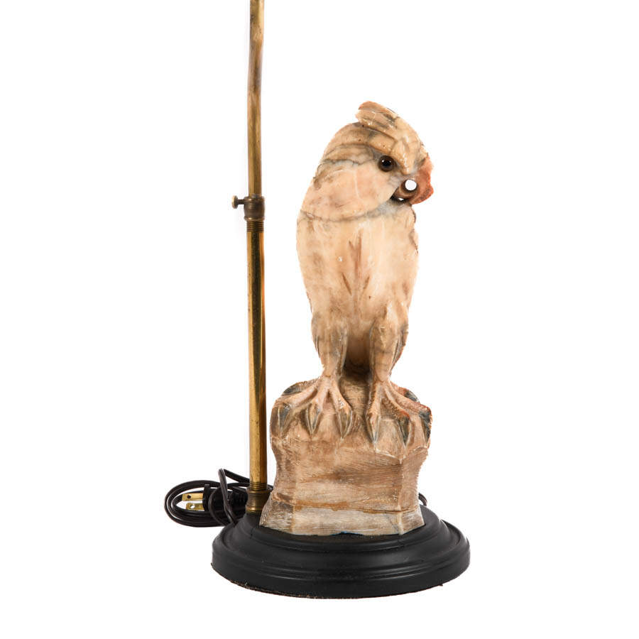 Antique Marble Figural Parrot Table Lamp-2