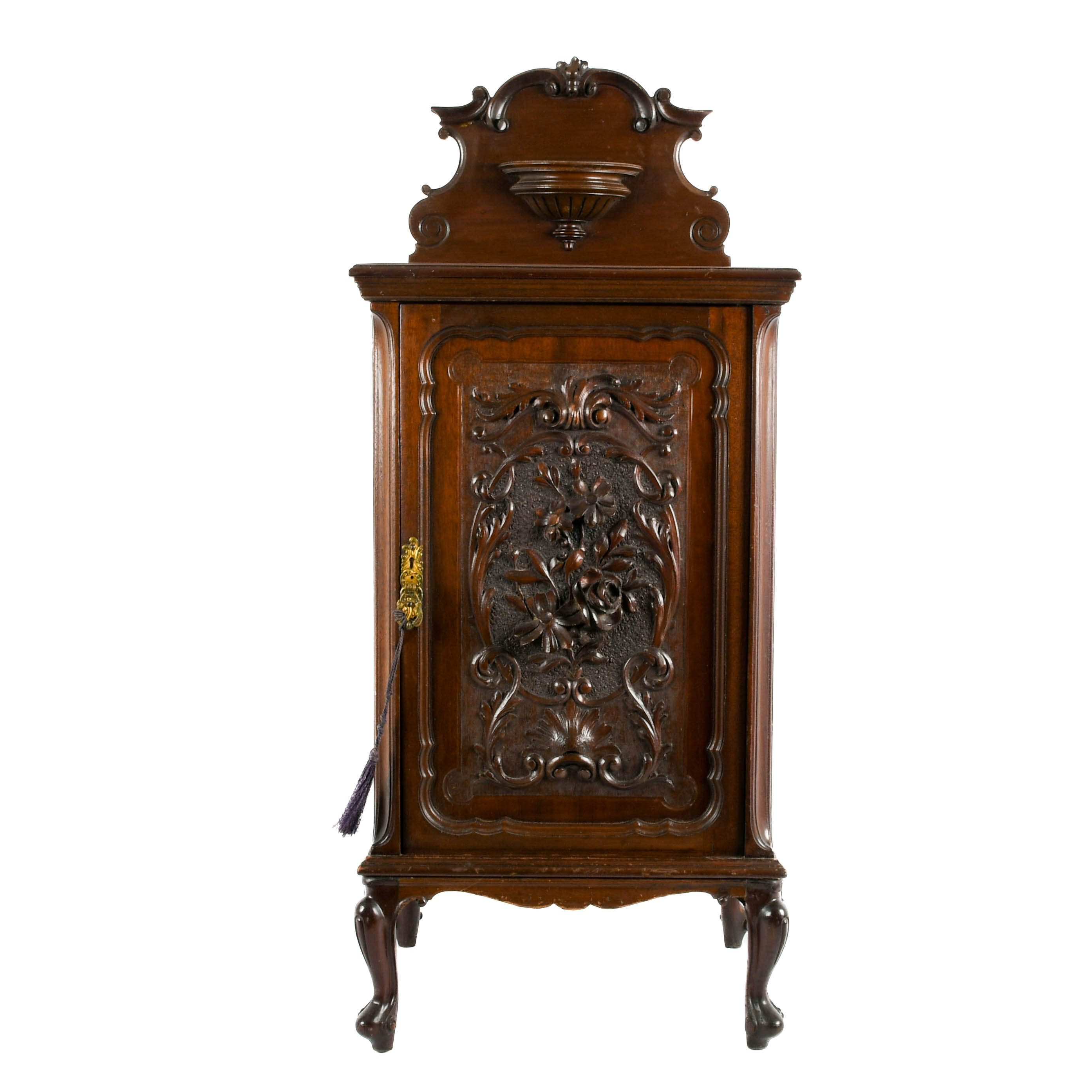 James Allen and Sons' Carved Oak Bedside Cabinet-1