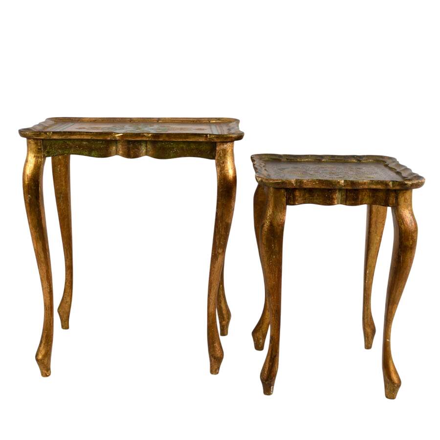 Pair of Painted Italian Wooden Nesting Tables-1