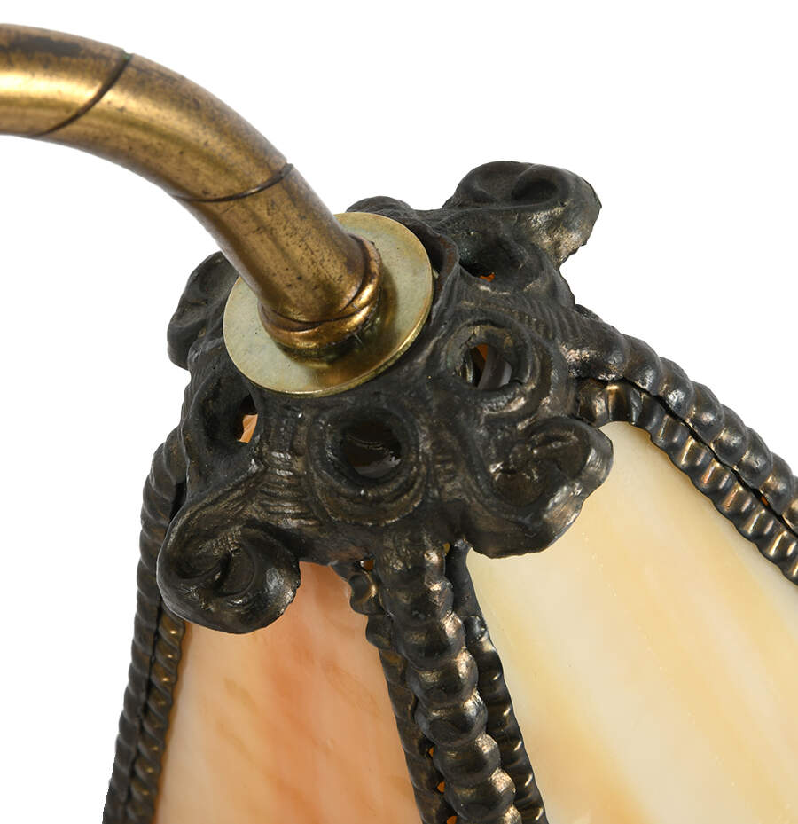 Brass Lily Pad and Stained-Glass Table Lamp-3