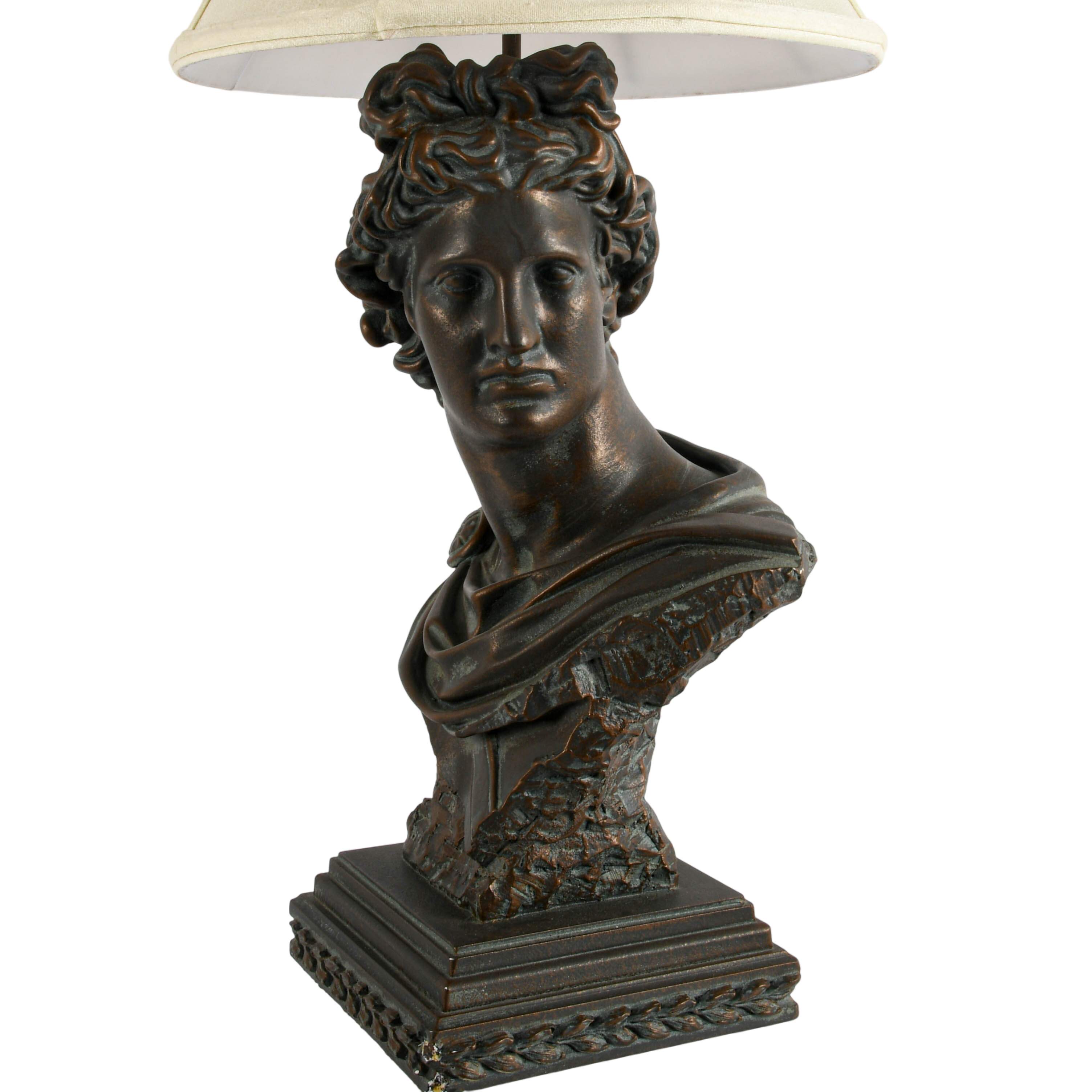 Large Plaster Apollo Bust Table Lamp-4