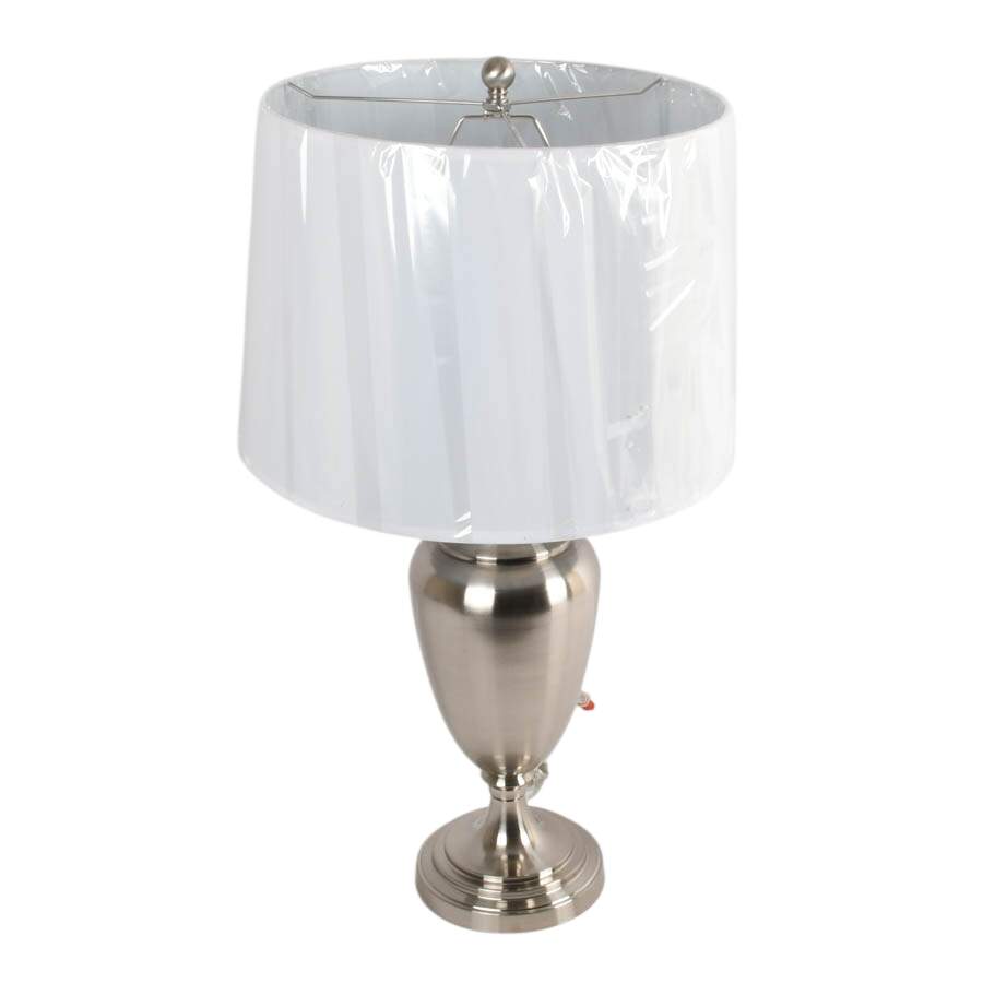 Brushed Steel Transitional Table Lamp with Shade-5