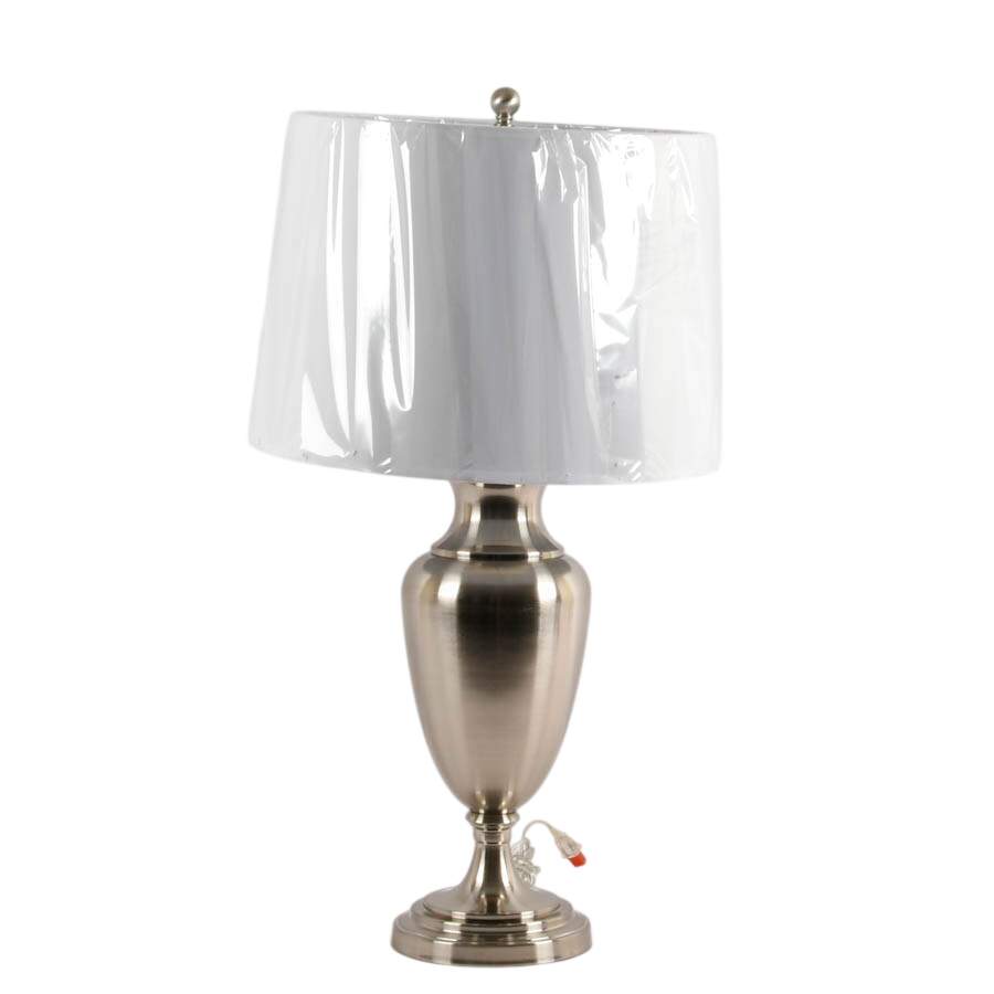 Brushed Steel Transitional Table Lamp with Shade-2