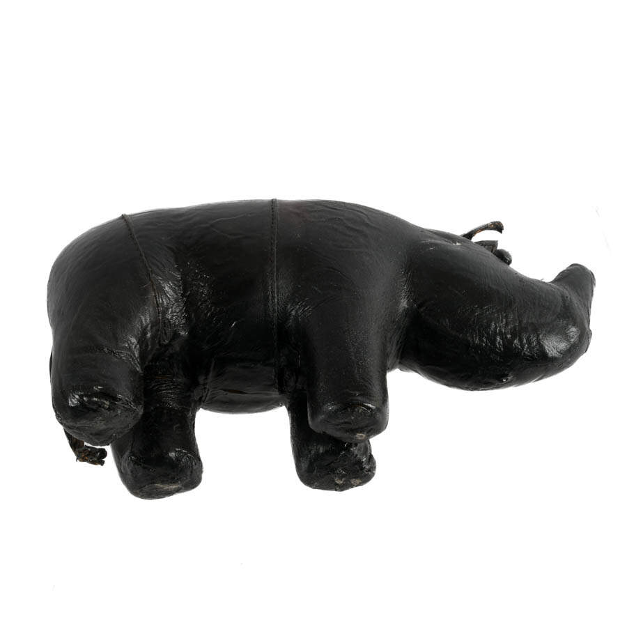 Mid-Century Modern Era Leather Rhino Sculpture-7
