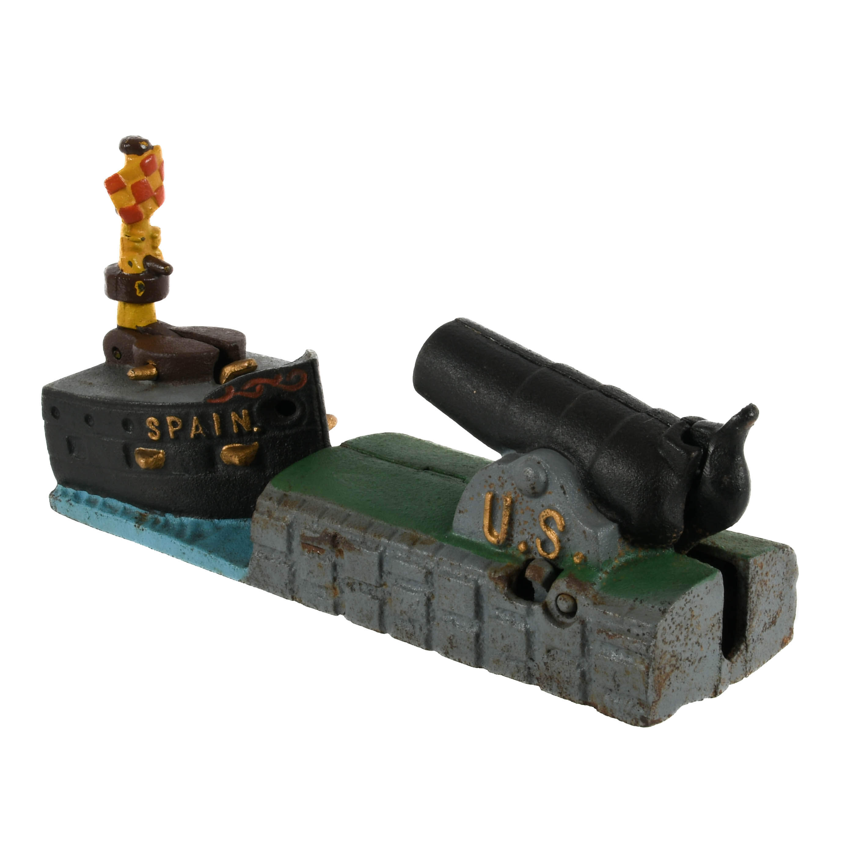 1950s Mechanical Book of Knowledge America Vs Spain Coin Bank-4