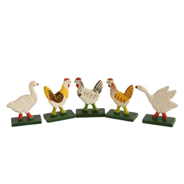 Sixteen Piece Set of German Erzgebirge Wooden Avian Farm Figures-6