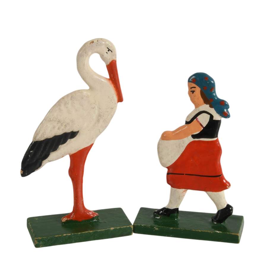 Sixteen Piece Set of German Erzgebirge Wooden Avian Farm Figures-5