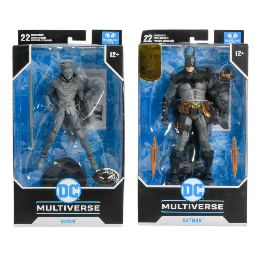 Pair of McFarlane Toys: Gold Label Batman and Platinum Edition Robin-1