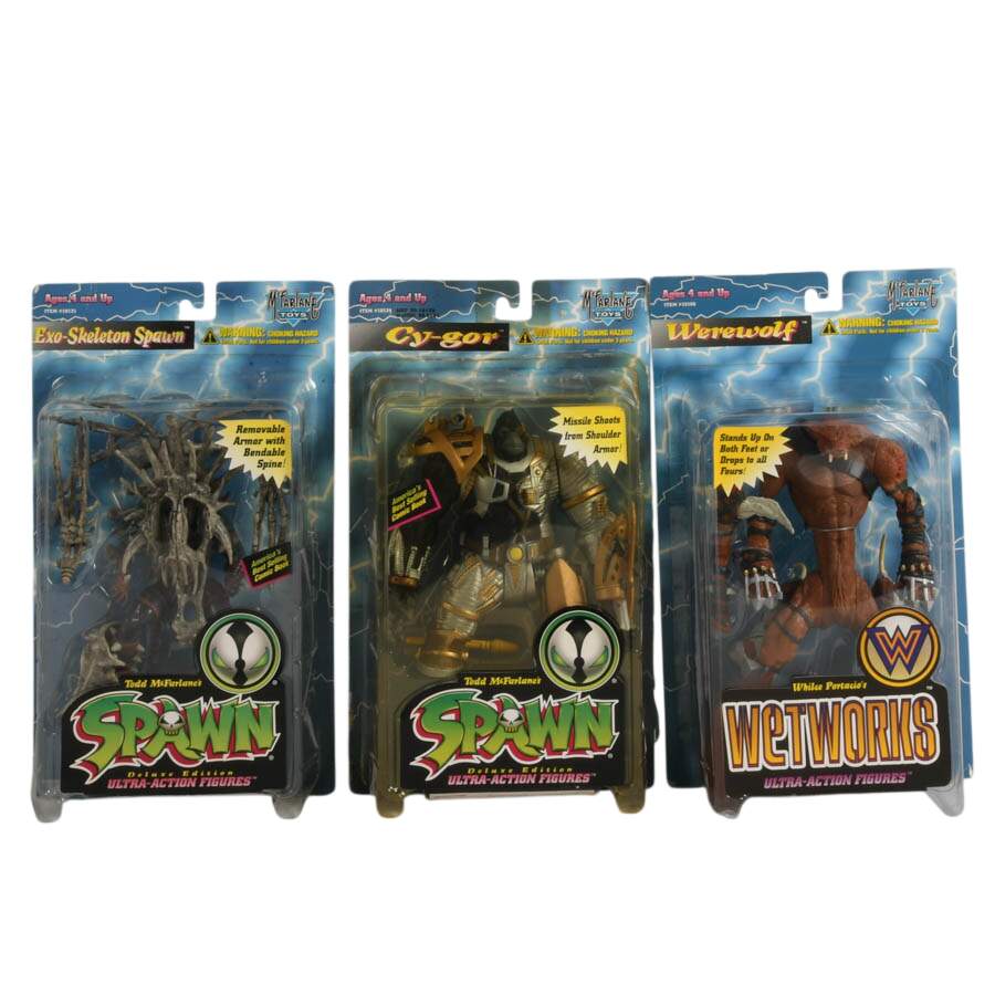 Triple McFarlane Toys Spawn Universe: Exo-Skeleton Spawn, Werewolf, Cy-gor-1