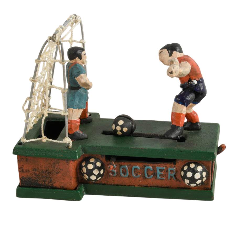 Set of Two Vintage "Soccer" and "Trick Dog" Cast Iron Coin Banks-6