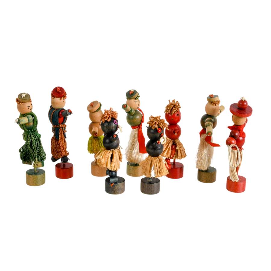 Group of Hand-Made Mid-Century Wooden Primitive Dolls-2