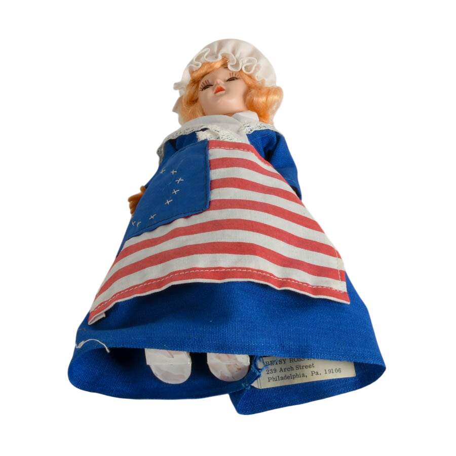 Vintage Jeffrey Snyder Betsy Ross Bicentennial Pincushion Doll Under Dome-9