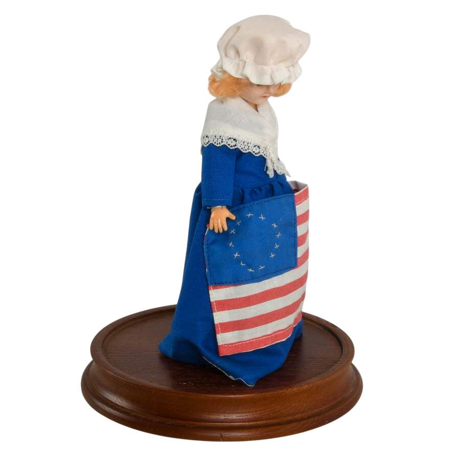 Vintage Jeffrey Snyder Betsy Ross Bicentennial Pincushion Doll Under Dome-6