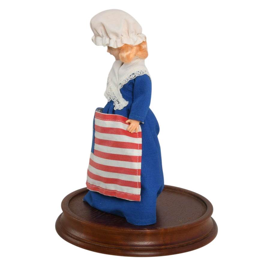 Vintage Jeffrey Snyder Betsy Ross Bicentennial Pincushion Doll Under Dome-5