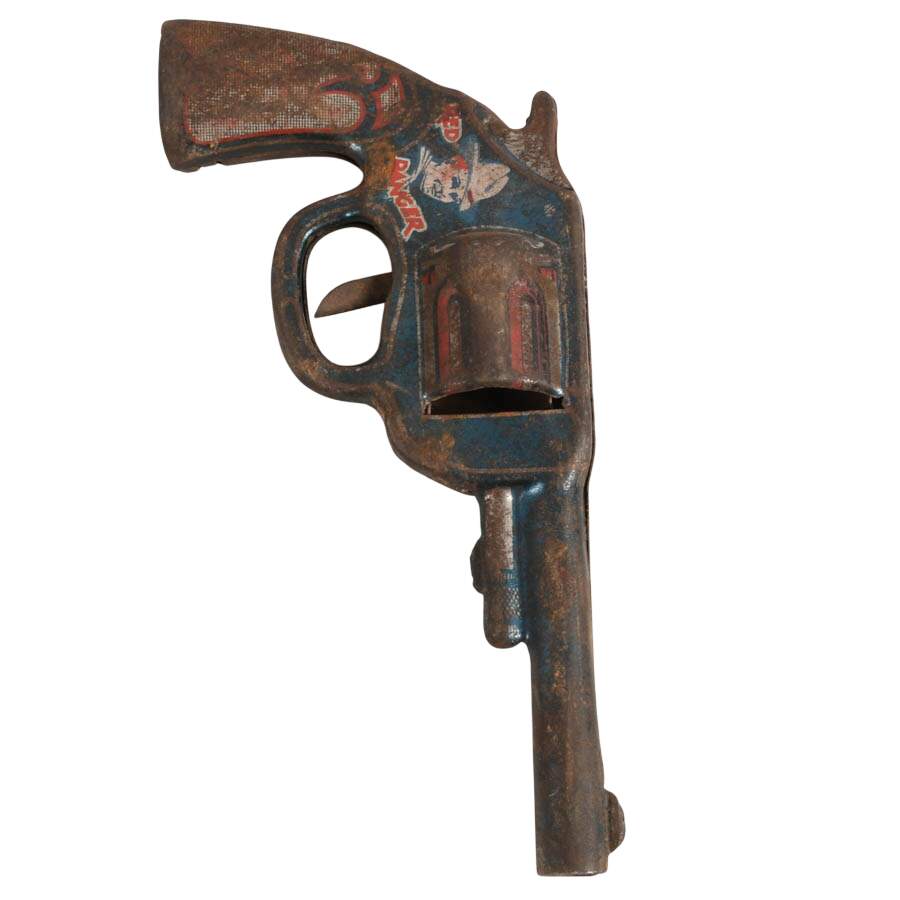 Mid-Century Leather Double Toy Cap Gun Holster Set-7