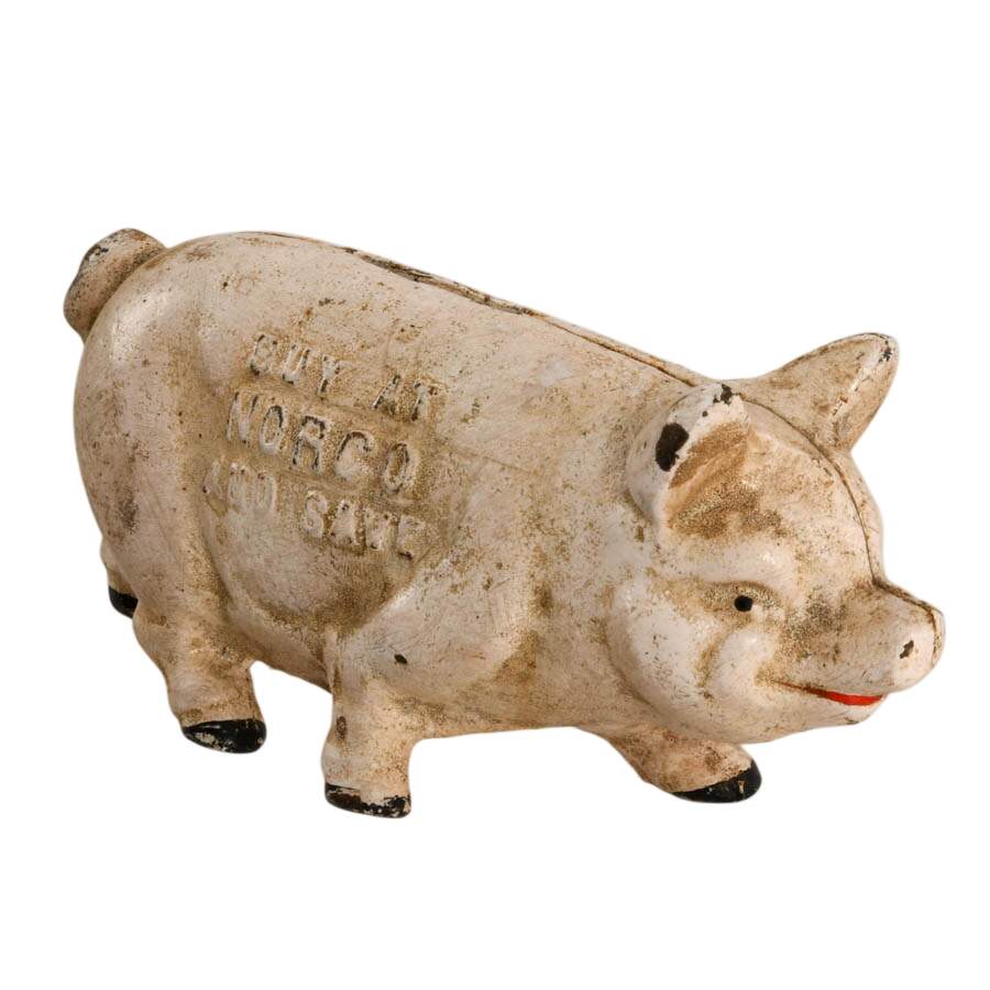 Antique Norco Foundry & Specialty Co. Cast Iron Piggy Bank-3