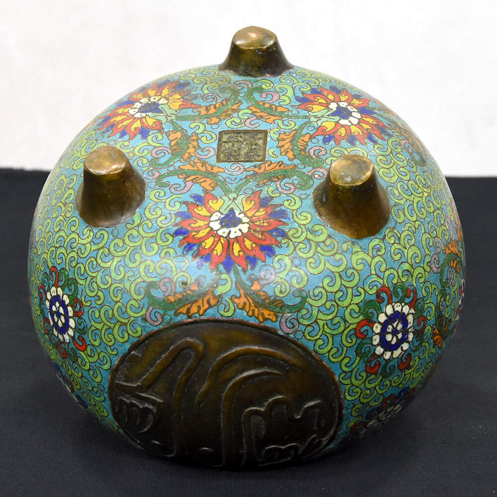 Chinese Floral Islamic Market Cloisonné Enamel and Ormolu Vase-12