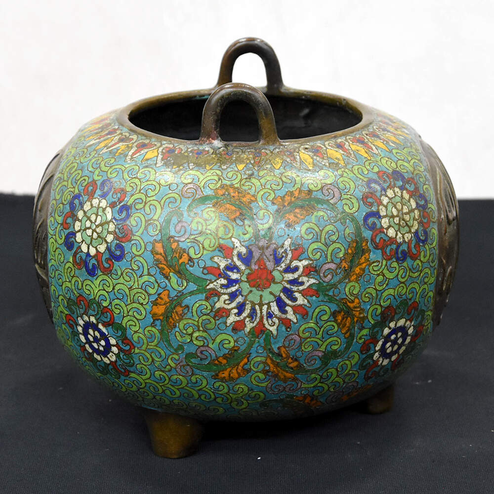 Chinese Floral Islamic Market Cloisonné Enamel and Ormolu Vase-11