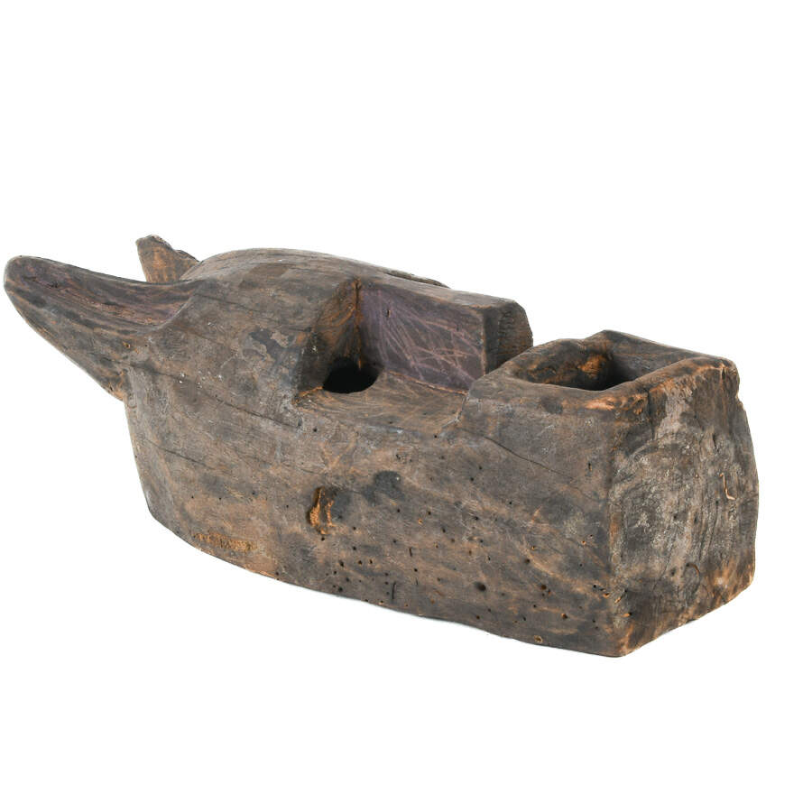African Horned Carved Wooden Mask-7