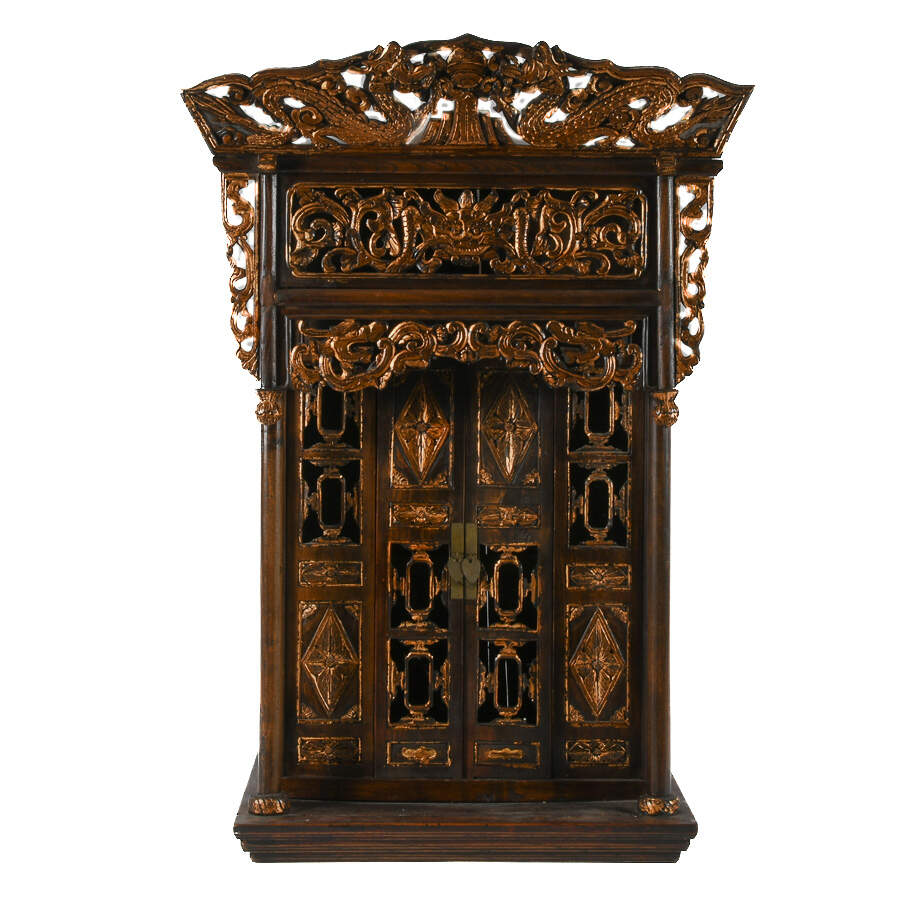 Carved Wood Chinese Buddhist Temple Altar Shrine-1