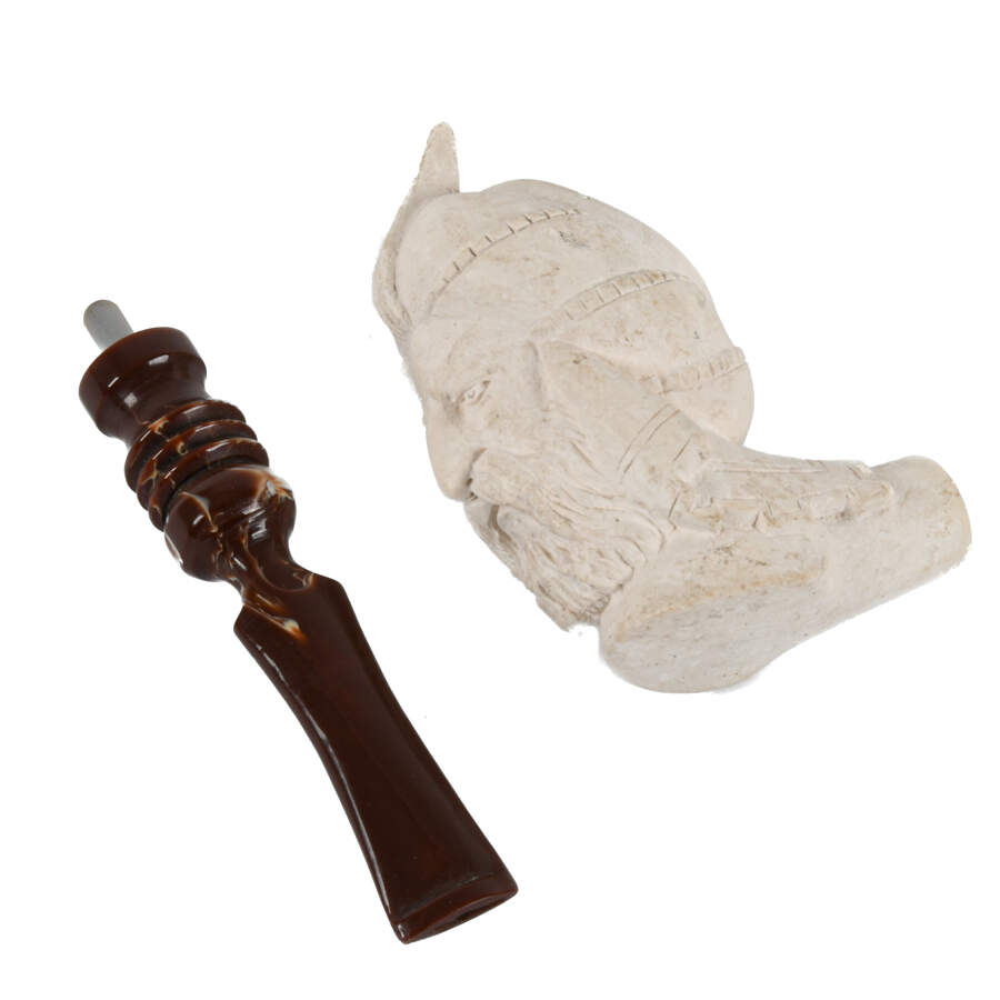 Antique Persian Prince Carved Meerschaum Pipe-7