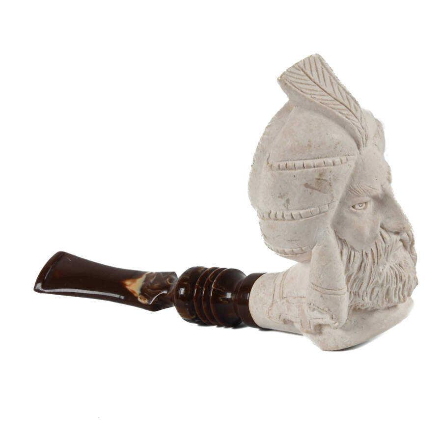 Antique Persian Prince Carved Meerschaum Pipe-3