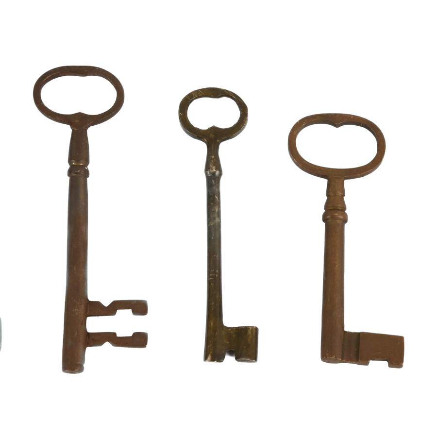Antique Grouping of 6 Hand-Forged Jailhouse Skeleton Keys-3