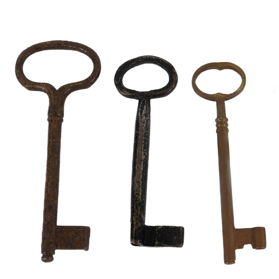 Antique Grouping of 6 Hand-Forged Jailhouse Skeleton Keys-2