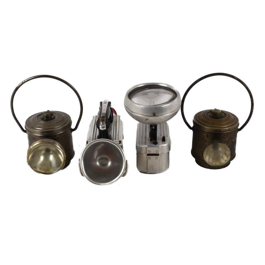 Antique Grouping of Four Aluminum Lanterns-1