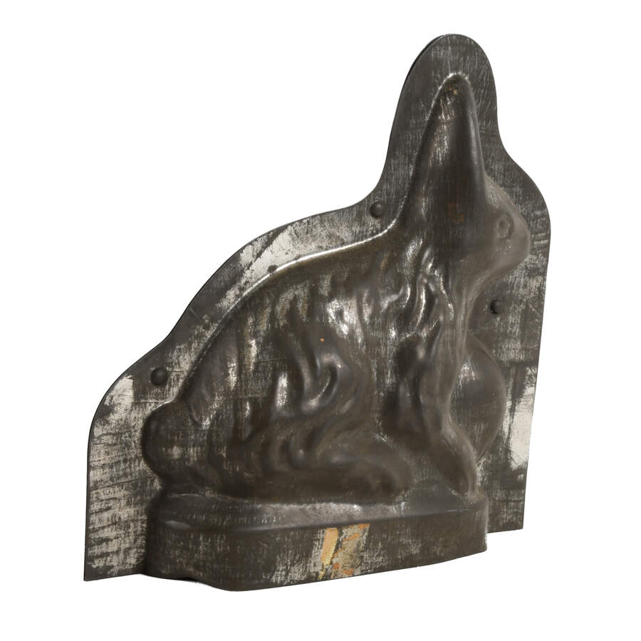 Antique Easter Bunny Tin Chocolate Mold-2
