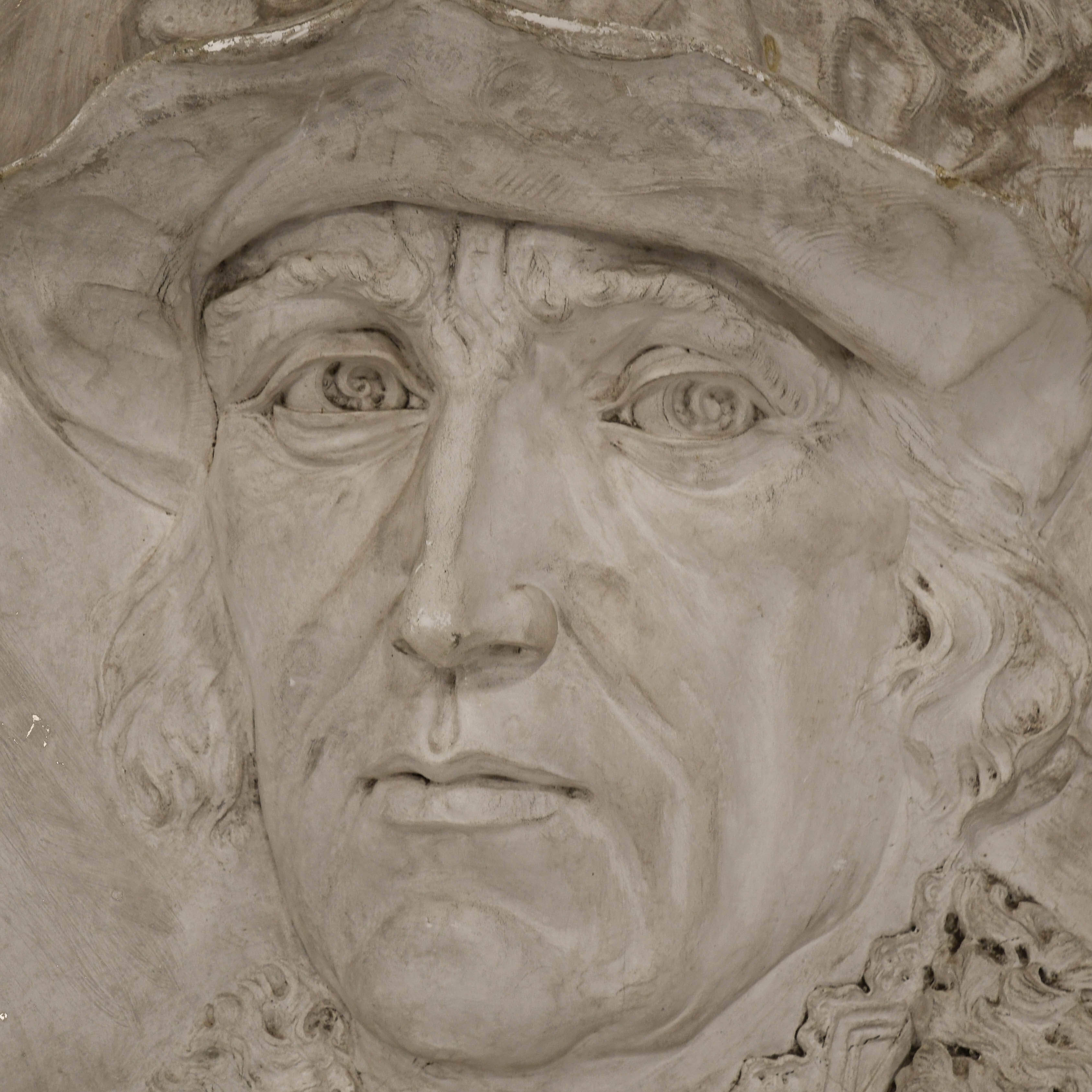 Antique Oversized Carved Plaster Relief Depicting Cristoforo Colombo-3
