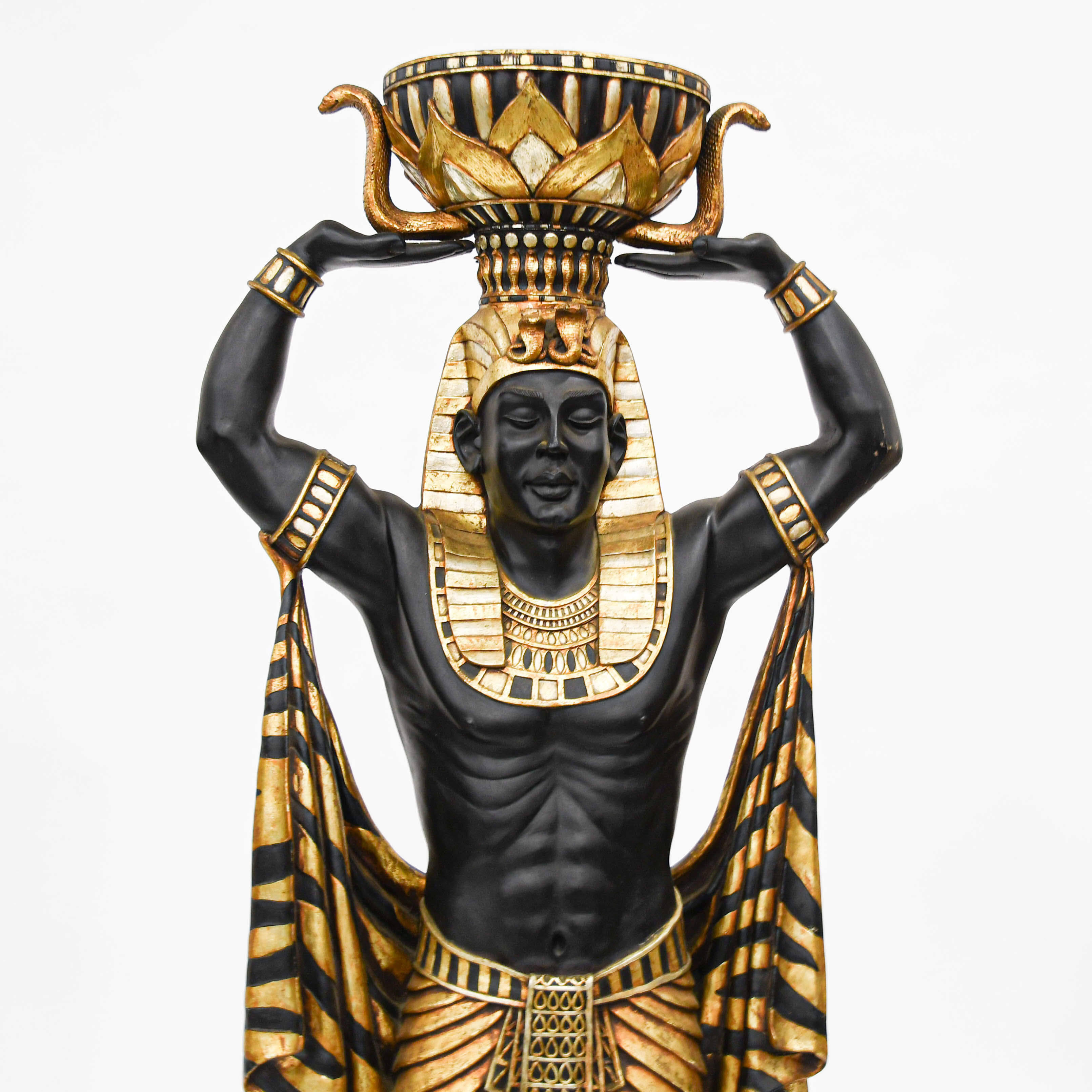 Pair of Egyptian Man and Woman Planter Statues-4