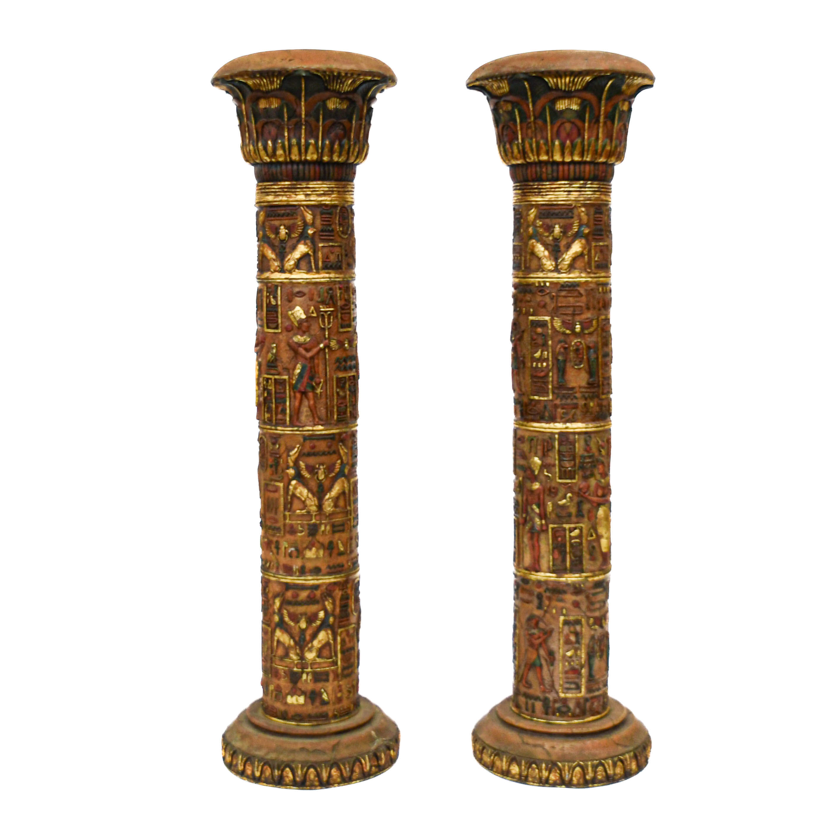 Pair of Egyptian Hieroglyphic Columns-1