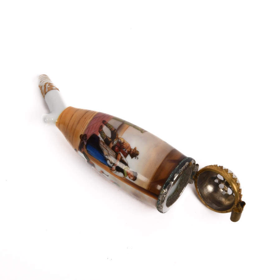 Antique Hand-Painted Porcelain German Pipe-3