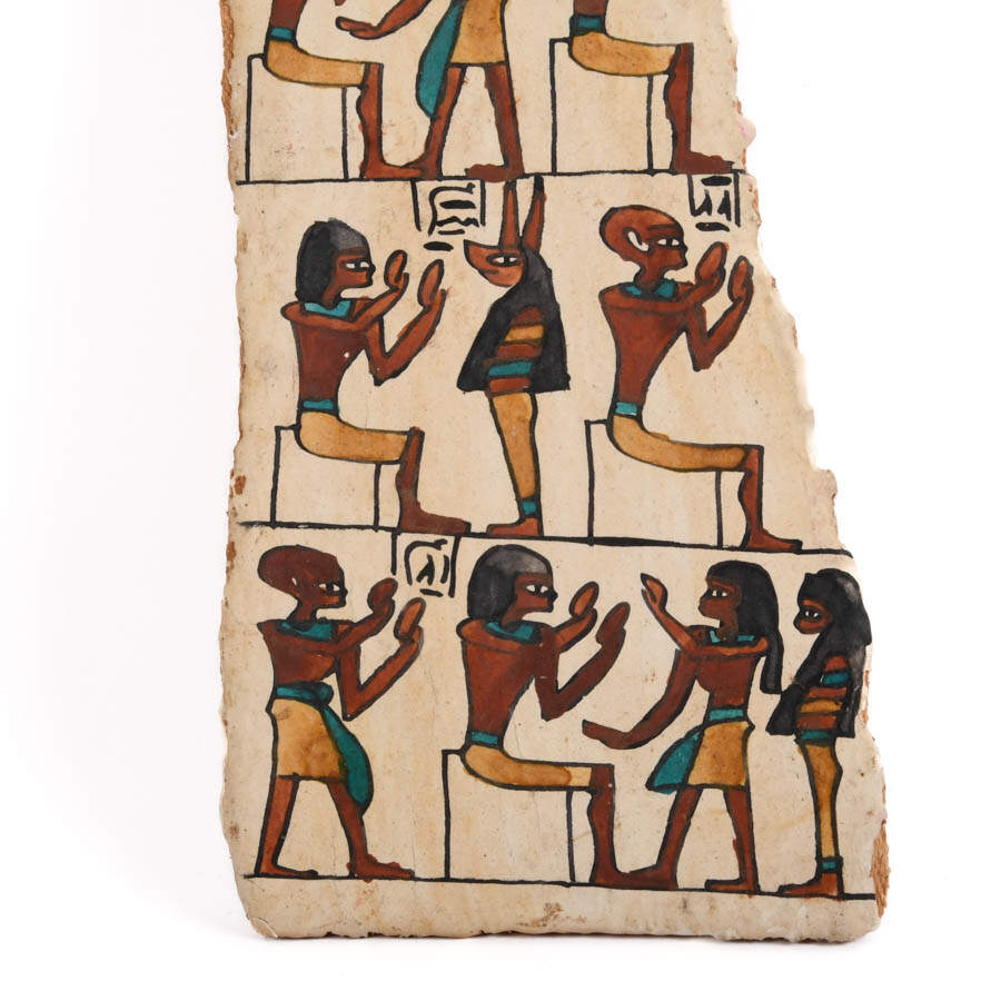 Egyptian Painted Wood Stela with Hieroglyphs-3