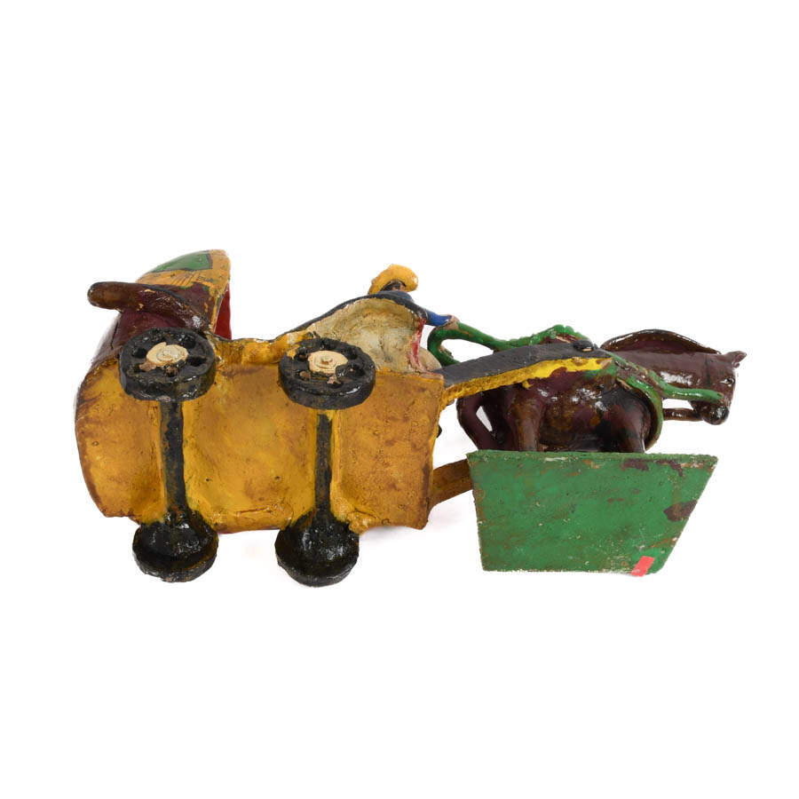 Folk-Art Terracotta Carriage Horse and Riders Grouping-7