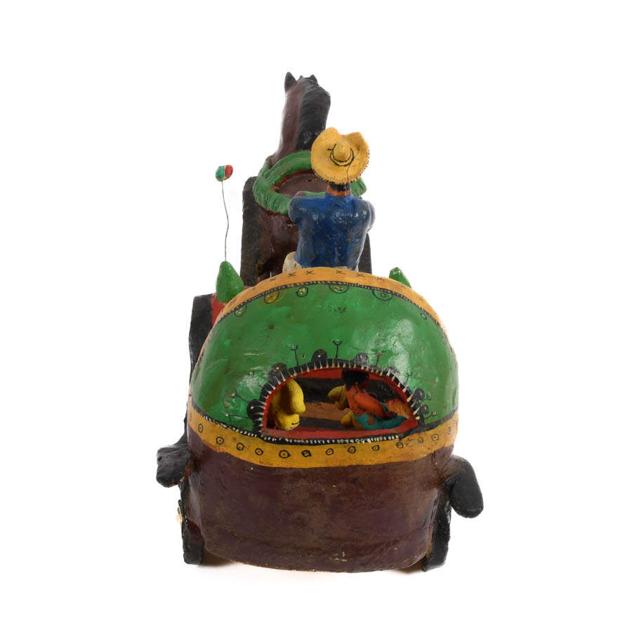 Folk-Art Terracotta Carriage Horse and Riders Grouping-5
